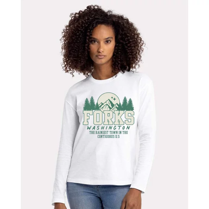 Forks Washington Twilight Inspired Retro Vintage Aesthetic Womens Cotton Relaxed Long Sleeve T-Shirt