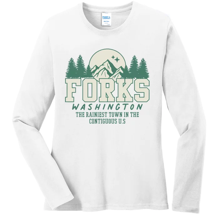 Forks Washington Twilight Inspired Retro Vintage Aesthetic Ladies Long Sleeve Shirt