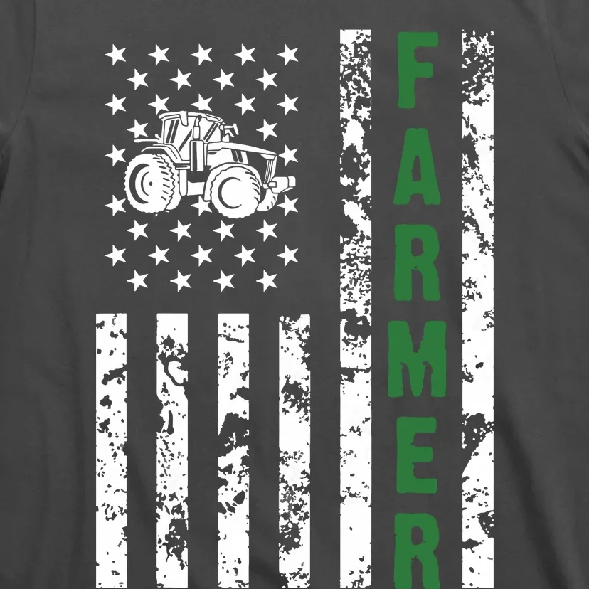 Flag With Tractor Patriotic Farmer Farming Gift T-Shirt