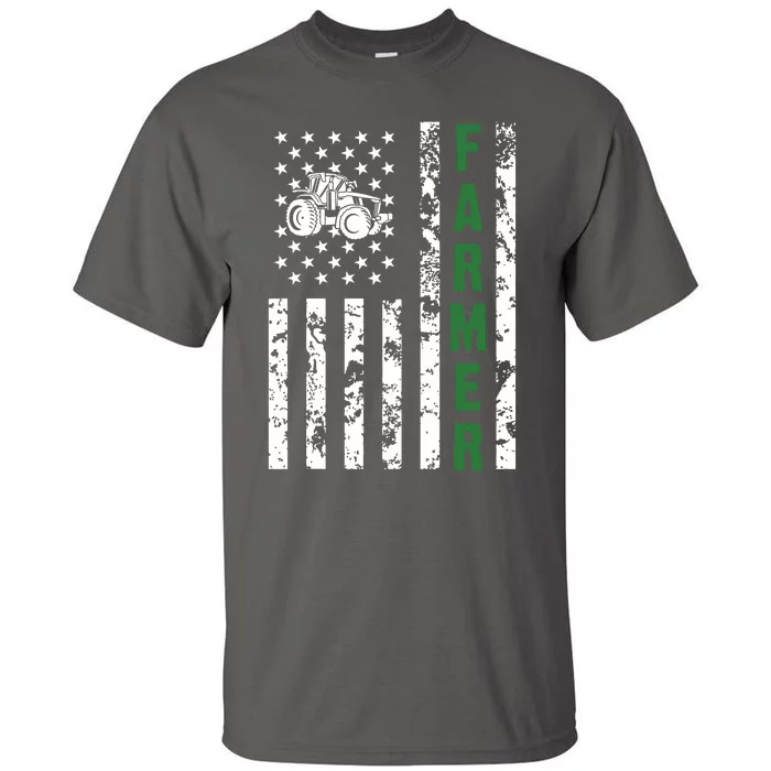 Flag With Tractor Patriotic Farmer Farming Gift Tall T-Shirt