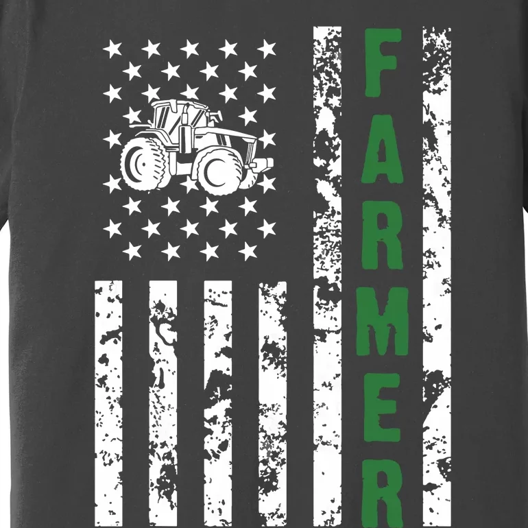 Flag With Tractor Patriotic Farmer Farming Gift Premium T-Shirt