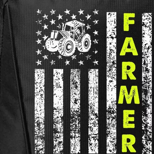 Flag With Tractor Patriotic Farmer City Backpack