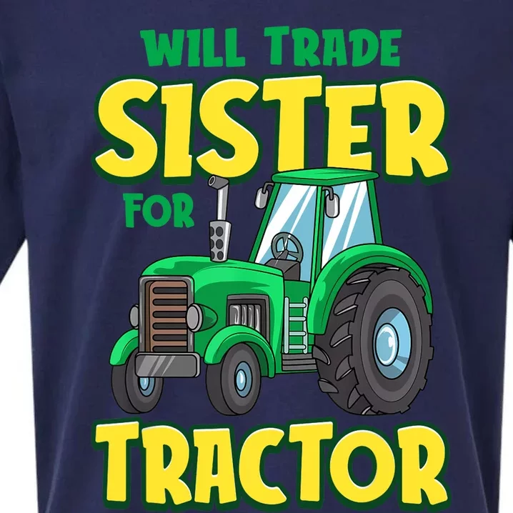 Funny Will Trade Sister For Tractor Farm Truck Boy Sueded Cloud Jersey T-Shirt