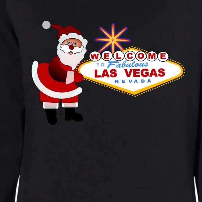 Famous Welcome To Las Vegas Sign With Santa Claus Christmas Womens California Wash Sweatshirt