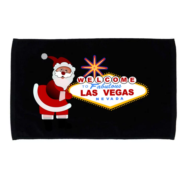 Famous Welcome To Las Vegas Sign With Santa Claus Christmas Microfiber Hand Towel