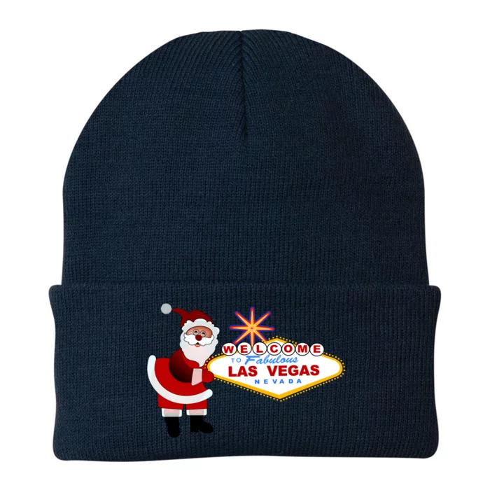 Famous Welcome To Las Vegas Sign With Santa Claus Christmas Knit Cap Winter Beanie