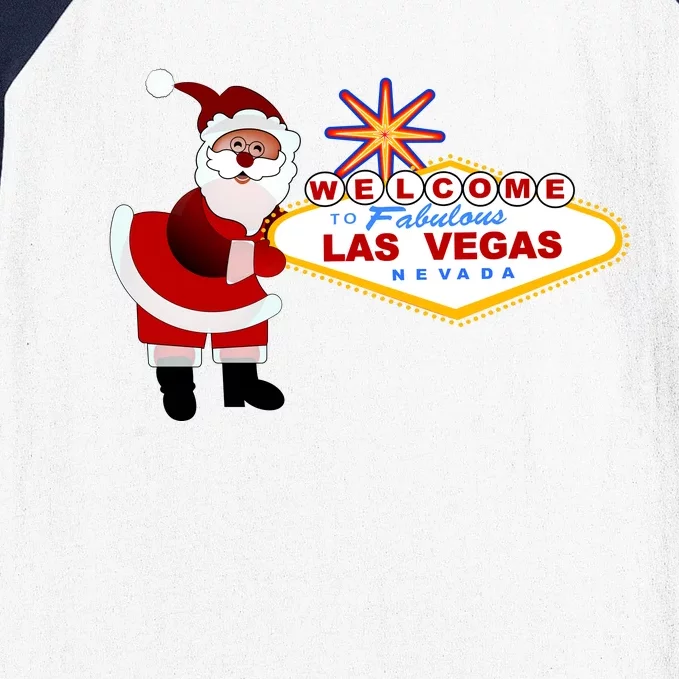 Famous Welcome To Las Vegas Sign With Santa Claus Christmas Baseball Sleeve Shirt