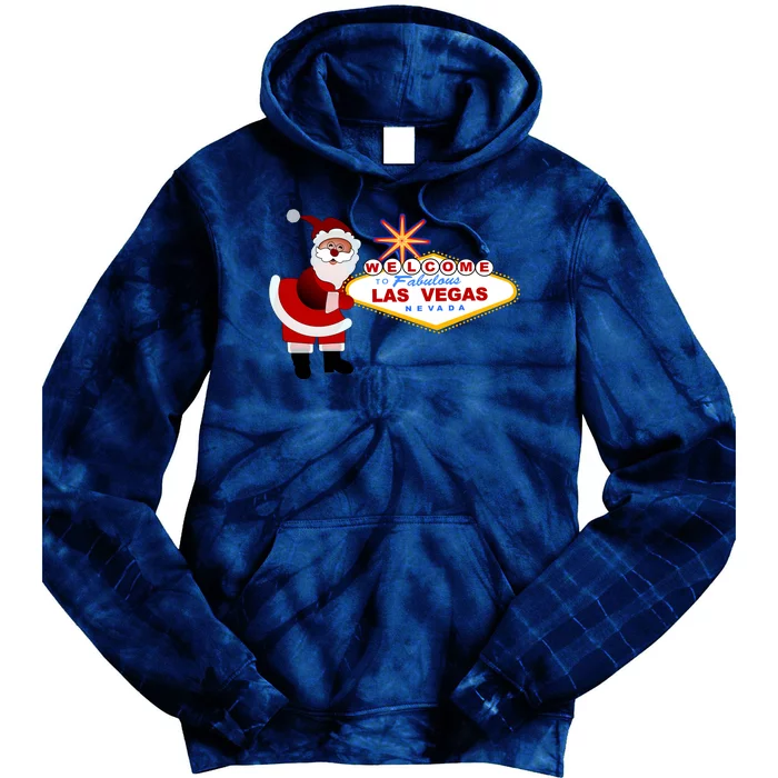 Famous Welcome To Las Vegas Sign With Santa Claus Christmas Tie Dye Hoodie