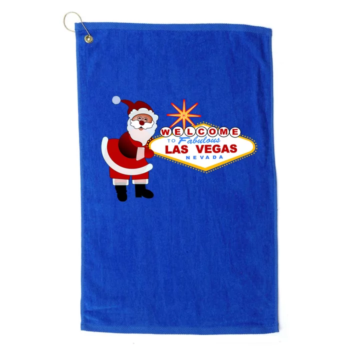 Famous Welcome To Las Vegas Sign With Santa Claus Christmas Platinum Collection Golf Towel