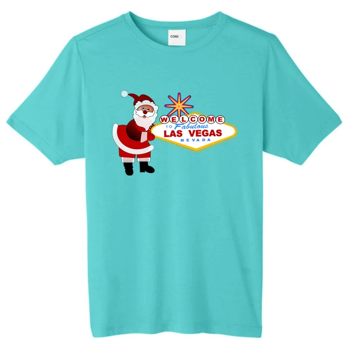 Famous Welcome To Las Vegas Sign With Santa Claus Christmas ChromaSoft Performance T-Shirt