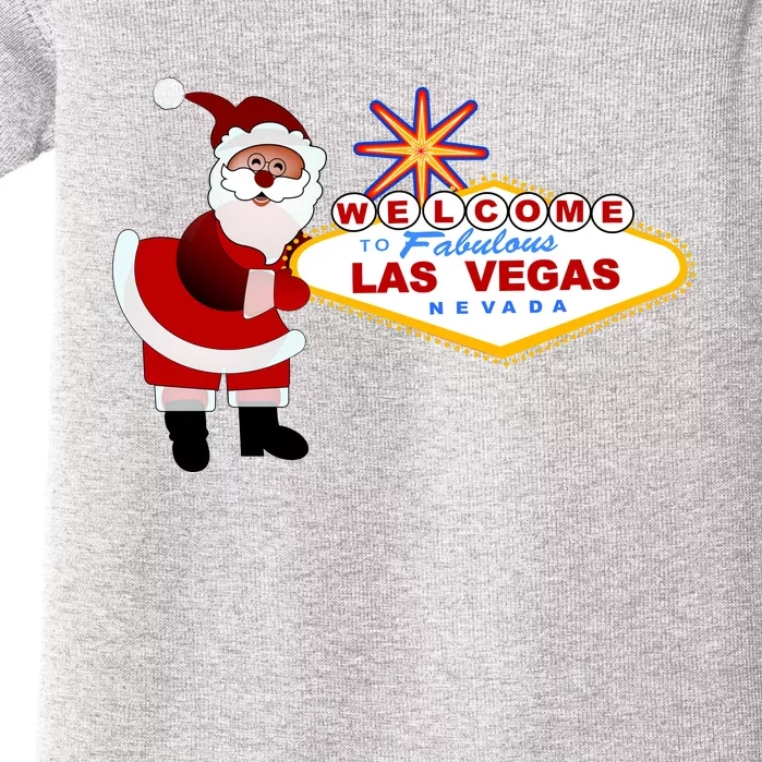 Famous Welcome To Las Vegas Sign With Santa Claus Christmas Baby Bodysuit