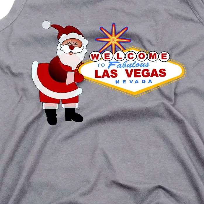 Famous Welcome To Las Vegas Sign With Santa Claus Christmas Tank Top