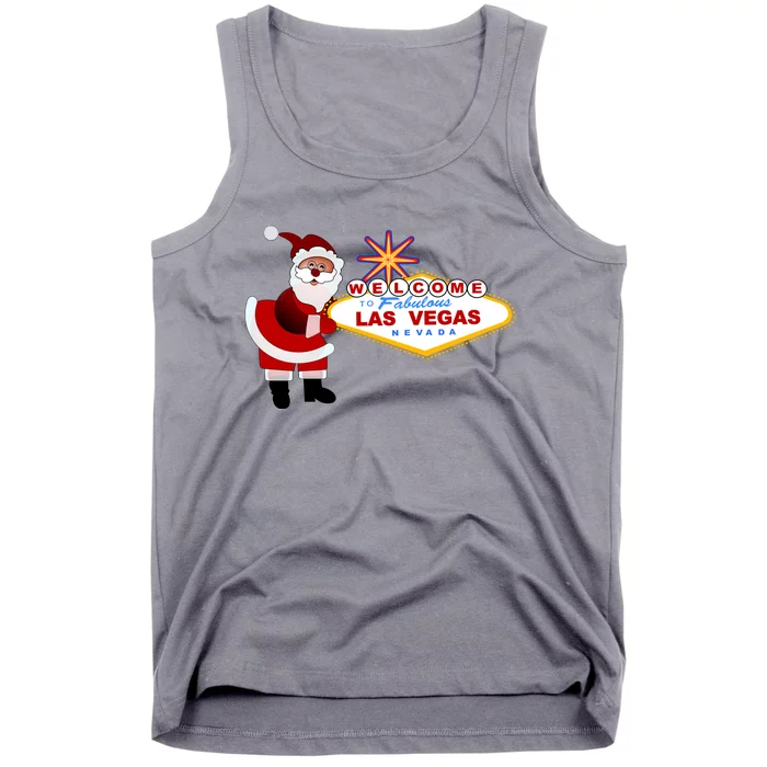 Famous Welcome To Las Vegas Sign With Santa Claus Christmas Tank Top