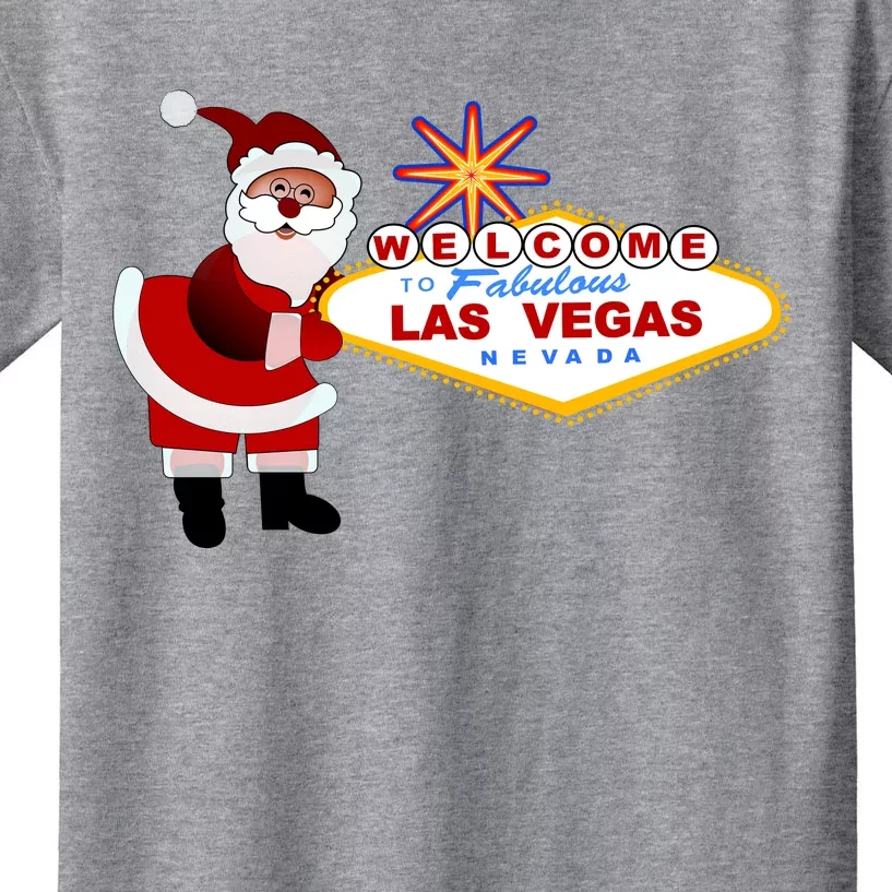 Famous Welcome To Las Vegas Sign With Santa Claus Christmas Kids T-Shirt