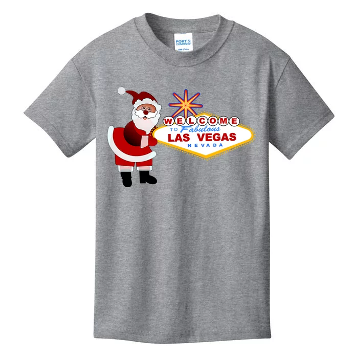 Famous Welcome To Las Vegas Sign With Santa Claus Christmas Kids T-Shirt