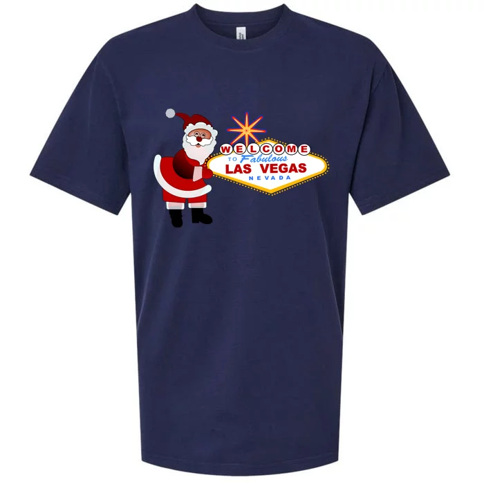 Famous Welcome To Las Vegas Sign With Santa Claus Christmas Sueded Cloud Jersey T-Shirt