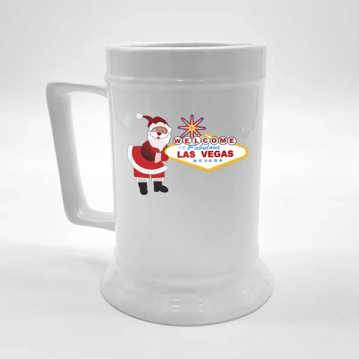 Famous Welcome To Las Vegas Sign With Santa Claus Christmas Front & Back Beer Stein