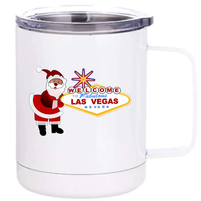 Famous Welcome To Las Vegas Sign With Santa Claus Christmas Front & Back 12oz Stainless Steel Tumbler Cup