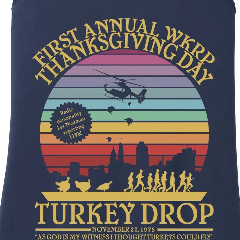 Funny WKRP Thanksgiving Turkey Drop Funny Retro Ladies Essential Tank