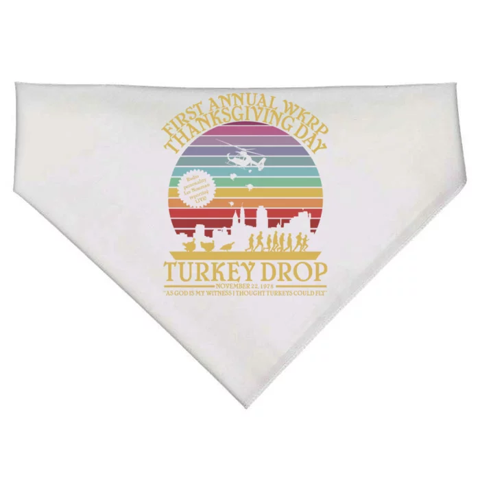 Funny WKRP Thanksgiving Turkey Drop Funny Retro USA-Made Doggie Bandana