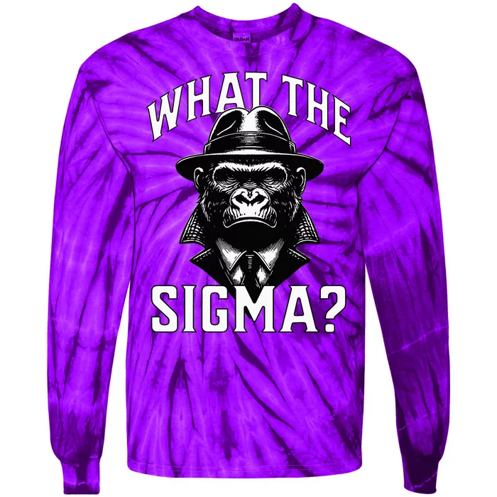 Funny What The Sigma Ironic Meme Brainrot Quote Tie-Dye Long Sleeve Shirt