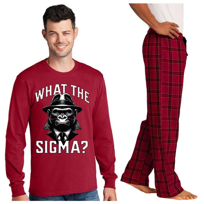 Funny What The Sigma Ironic Meme Brainrot Quote Long Sleeve Pajama Set