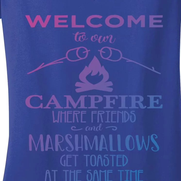 Funny Welcome To Our Campfire Lets Get Toasted Cute Gift Women's V-Neck T-Shirt