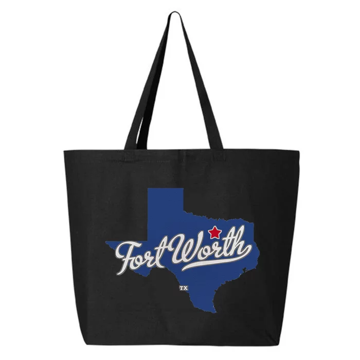 Fort Worth Texas TX Map 25L Jumbo Tote