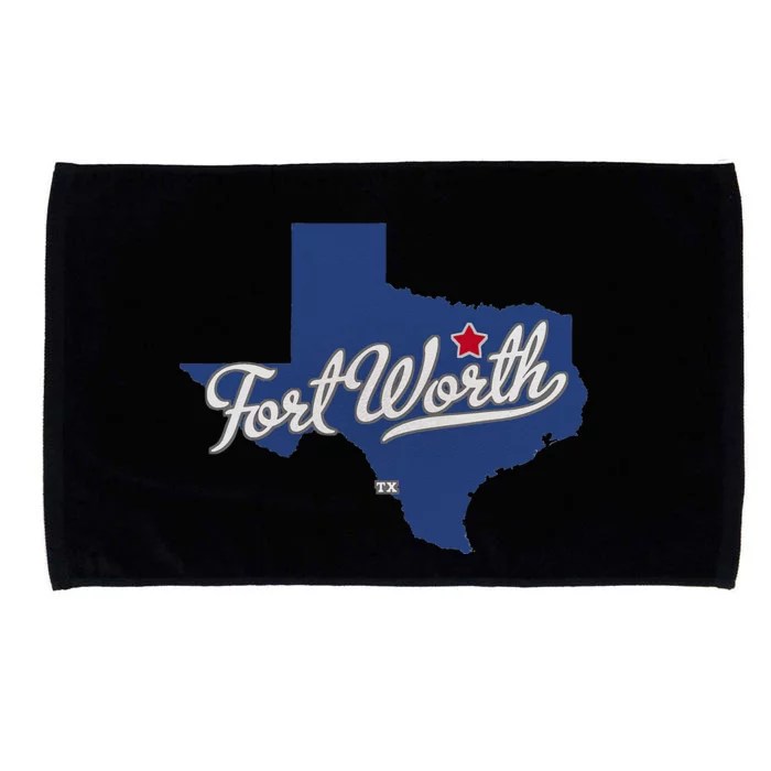 Fort Worth Texas TX Map Microfiber Hand Towel