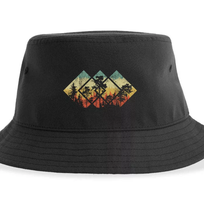 Forest Wildlife Trees Geometric Minimalism Outdoors Nature Sustainable Bucket Hat