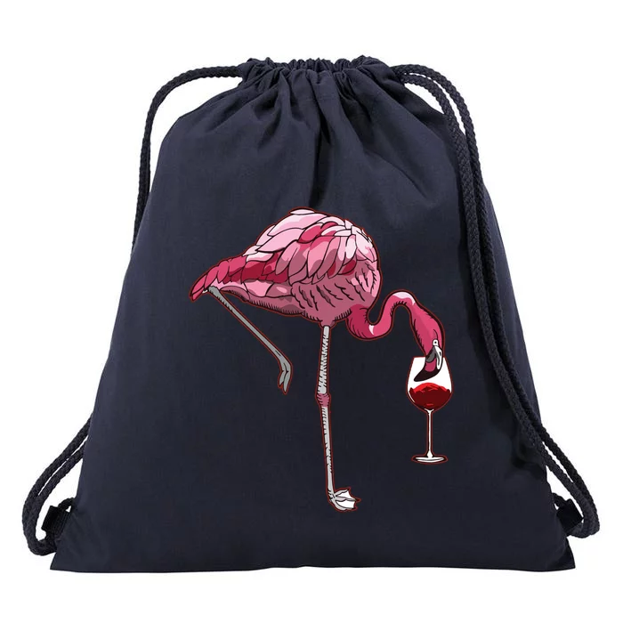 Flamingo Wine Tasting Humor Drinking Drawstring Bag