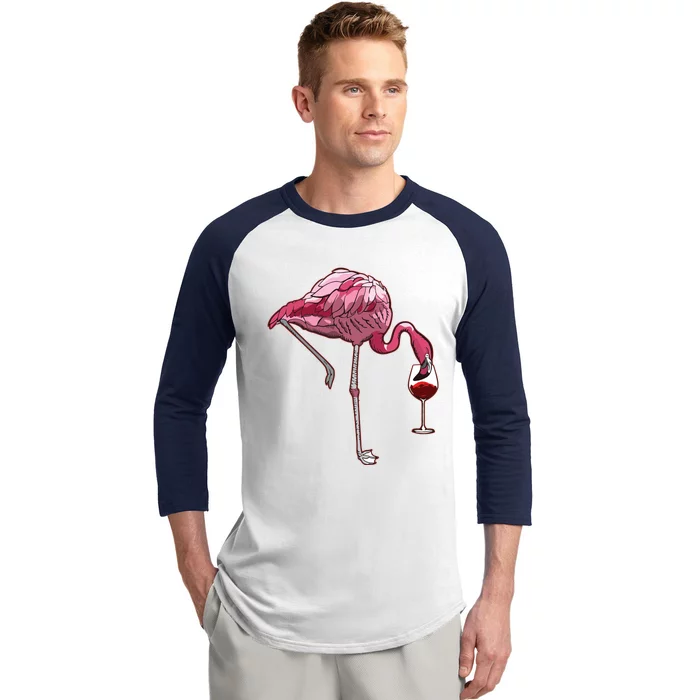 Flamingo Wine Tasting Humor Drinking Baseball Sleeve Shirt