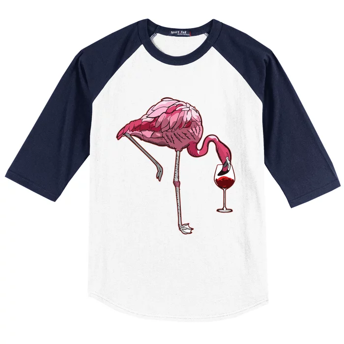 Flamingo Wine Tasting Humor Drinking Baseball Sleeve Shirt