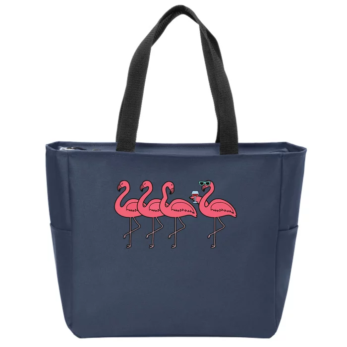 Flamingo Wine Tasting Shirts Wine Lover Gift Zip Tote Bag