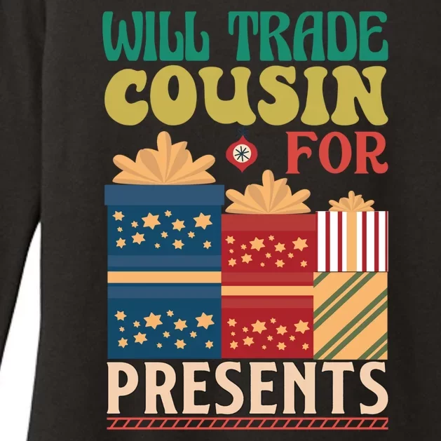 Funny Will Trade Cousin For Christmas Present Womens CVC Long Sleeve Shirt