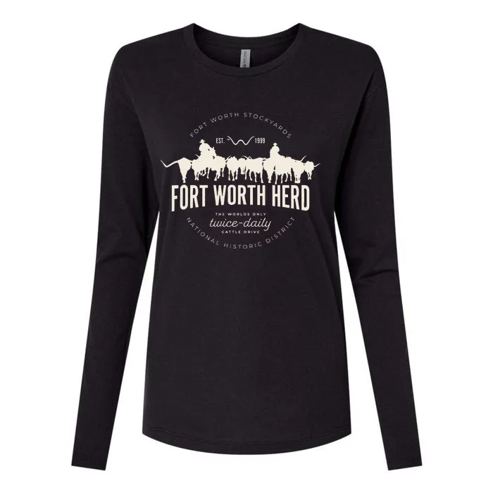 Fort Worth Texas Stockyards And Rodeo Cowboy Womens Cotton Relaxed Long Sleeve T-Shirt