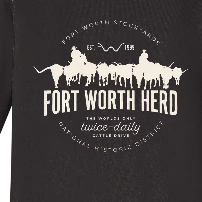 Fort Worth Texas Stockyards And Rodeo Cowboy Baby Long Sleeve Bodysuit