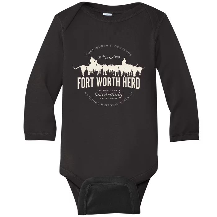 Fort Worth Texas Stockyards And Rodeo Cowboy Baby Long Sleeve Bodysuit