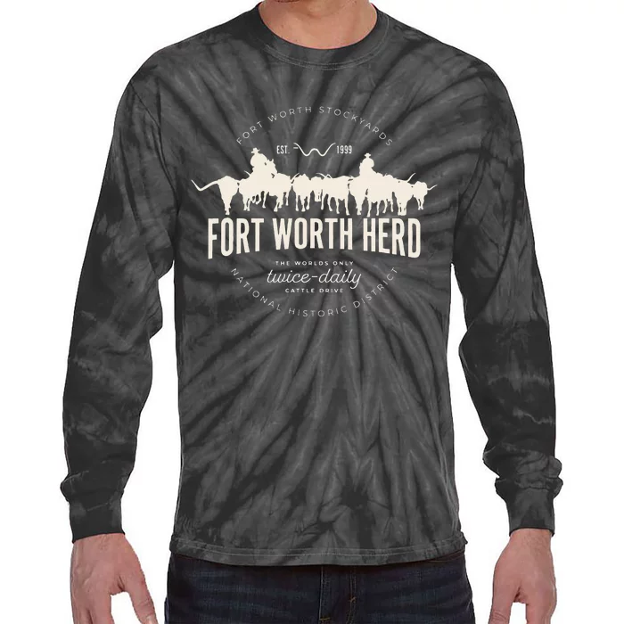 Fort Worth Texas Stockyards And Rodeo Cowboy Tie-Dye Long Sleeve Shirt