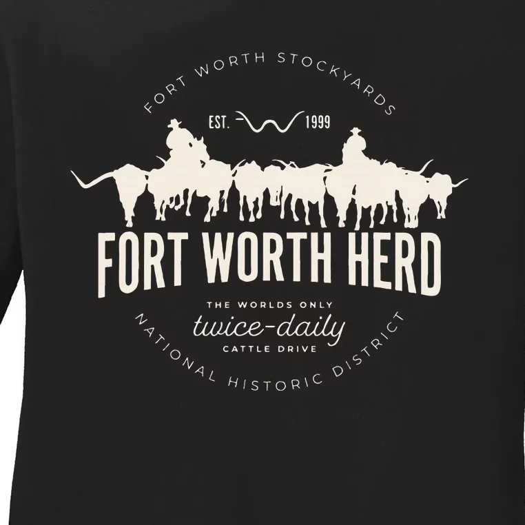 Fort Worth Texas Stockyards And Rodeo Cowboy Ladies Long Sleeve Shirt