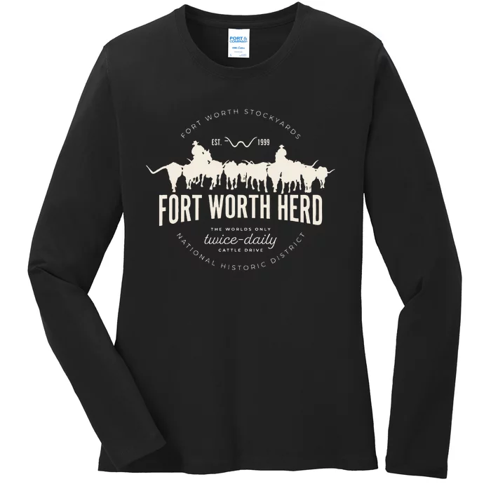 Fort Worth Texas Stockyards And Rodeo Cowboy Ladies Long Sleeve Shirt