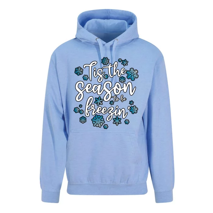 Freezing Winter Tis The Season To Be Freezin Gift Unisex Surf Hoodie