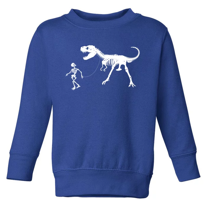 Funny Walking Trex Skeleton Gift Dinosaur Fan Funny Gift Toddler Sweatshirt