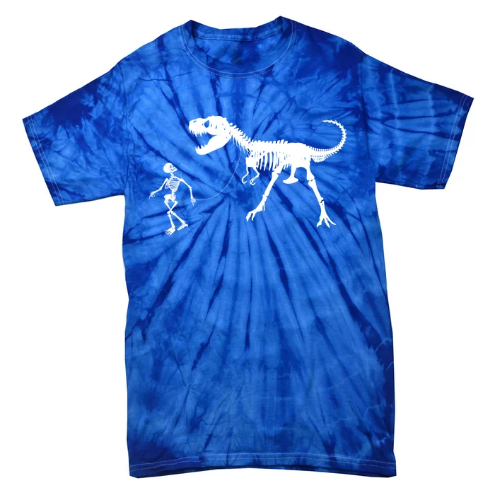 Funny Walking Trex Skeleton Gift Dinosaur Fan Funny Gift Tie-Dye T-Shirt