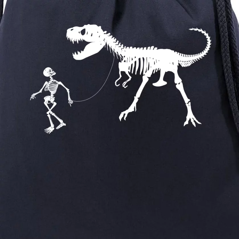 Funny Walking Trex Skeleton Gift Dinosaur Fan Funny Gift Drawstring Bag