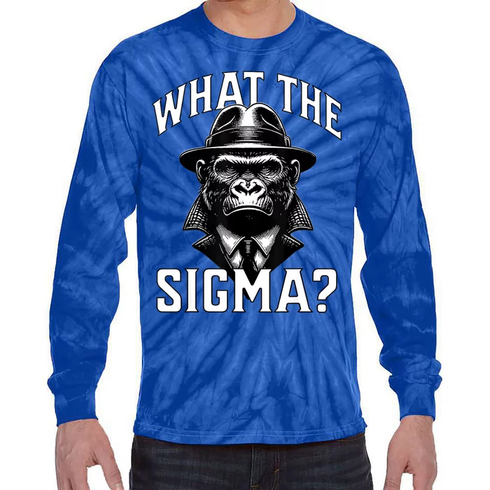 Funny What The Sigma? Ironic Meme Brainrot Quote Tie-Dye Long Sleeve Shirt