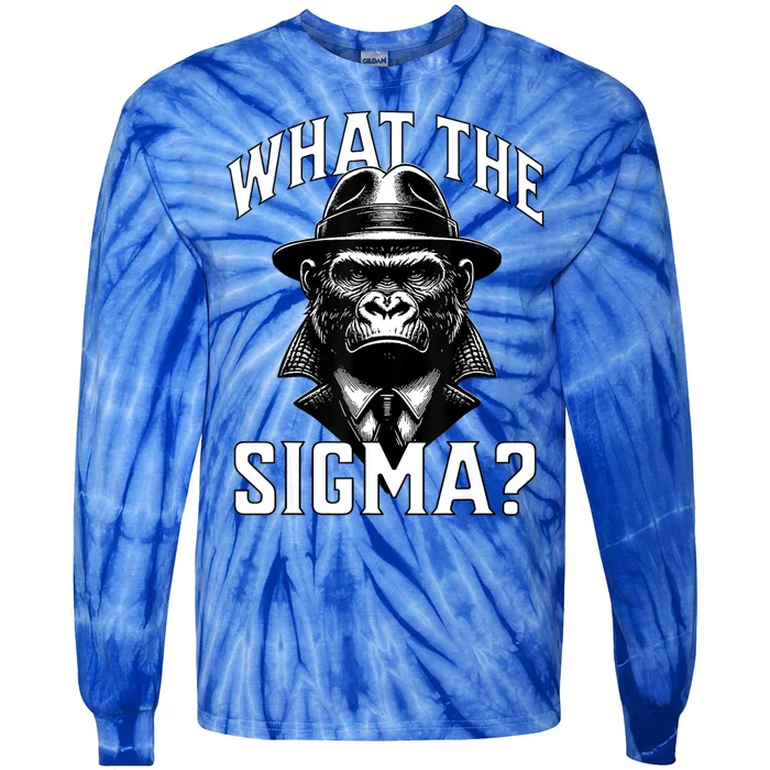 Funny What The Sigma? Ironic Meme Brainrot Quote Tie-Dye Long Sleeve Shirt