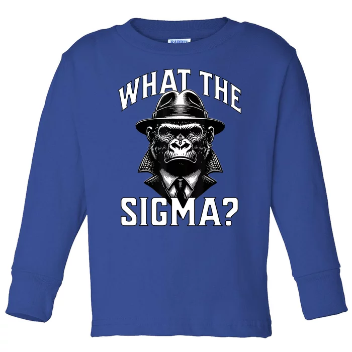 Funny What The Sigma? Ironic Meme Brainrot Quote Toddler Long Sleeve Shirt