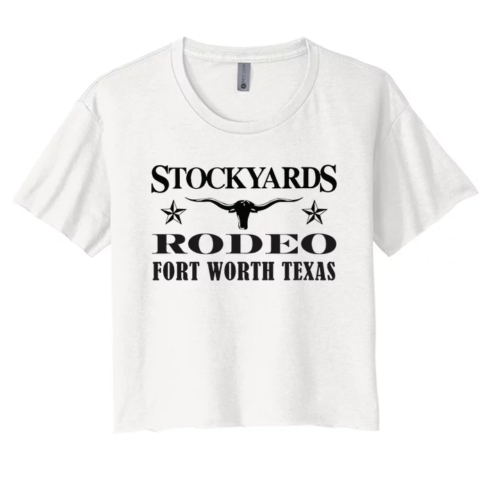 Fort Worth Texas Stockyards And Rodeo Cowboy Design Women's Crop Top Tee