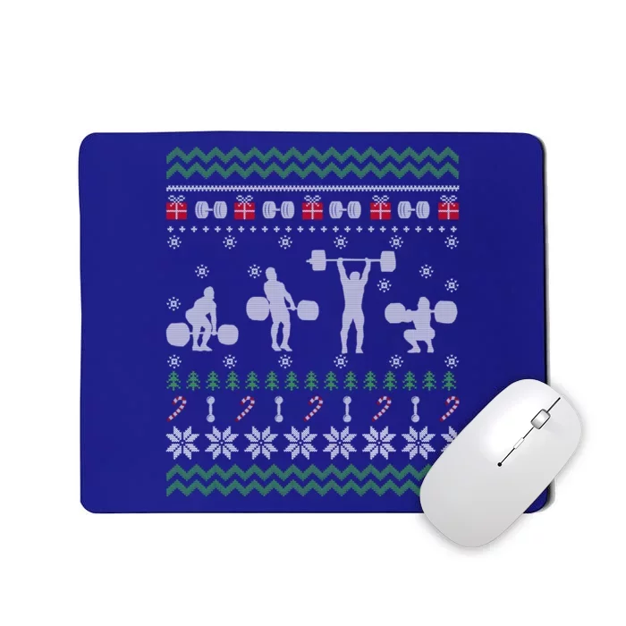 Funny Weightlifting Ugly Christmas Sweater Gift Gift Mousepad